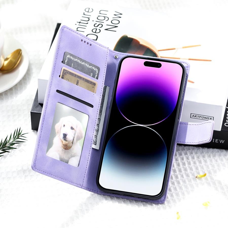 Wallet Phone Cases with Card Holder + Photo Frame Compatible with iPhone 17 16 15 14 13 12 Samsung Galaxy S25 S24 S23 A56 A55 A54 Kickstand Flip Cover