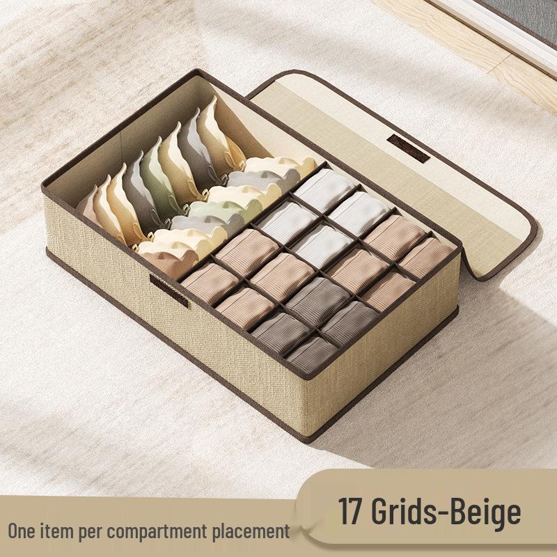 Three-in-One Cotton Linen Underwear & Sock Drawer Organizer for Home Dorms