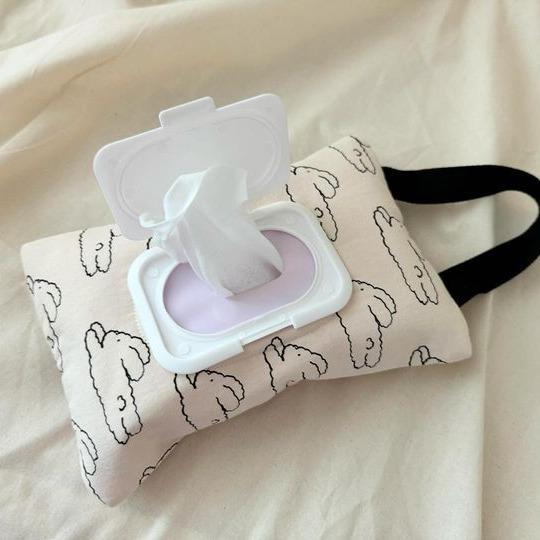 1st 13x6x24cm Ballong Nalle Quiltad Bomull Våtservettspåse Bil Utflykt Barnvagn Bärbar Hängande Tyg Tissuebox