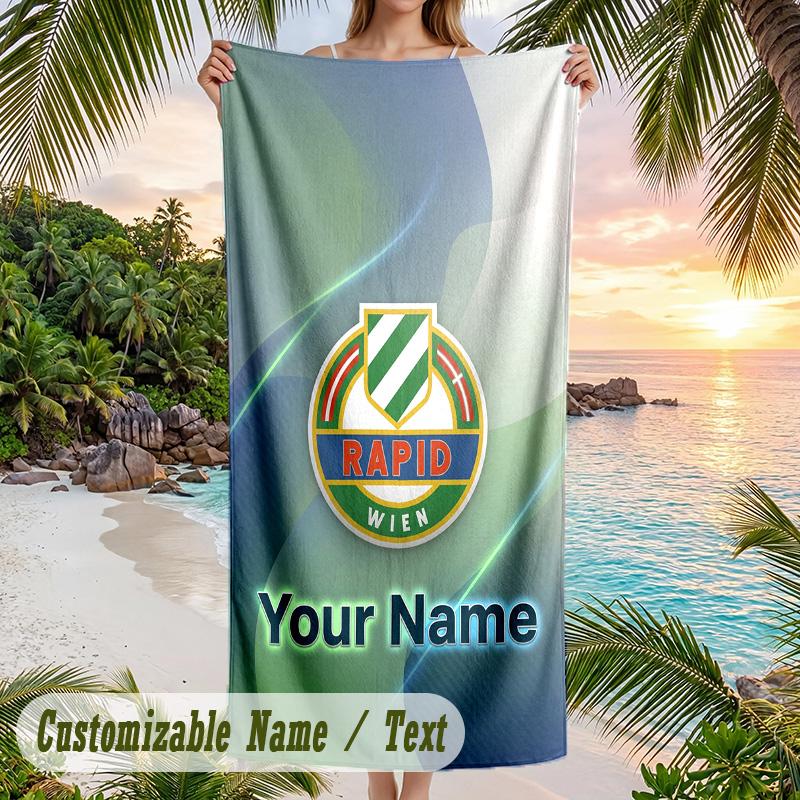 Beach Towel Rapid Wien FC Print Custom Name Text Soft Towel for Swimming Pool