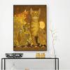 Gustav Klimt Cat Canvas Paintings Yellow Retro Animal Posters and Print Wall Art Picture for Living Room Home Decoration Cuadros