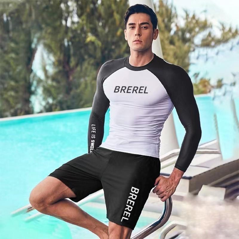Heren UV Bescherming Rash Guard Set Lange Mouwen Broek Sneldrogend Snorkelen Surfen Zwemkleding Watersporten