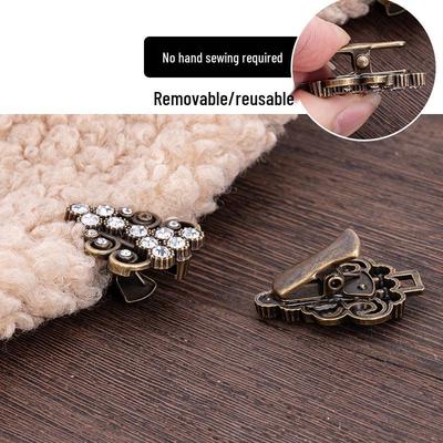 Europejski Retro Szal i Klips do Swetra z Cyrkoniami - Stopowy Dodatek Zapobiegający Ekspozycji do Szalika dla Kobiet