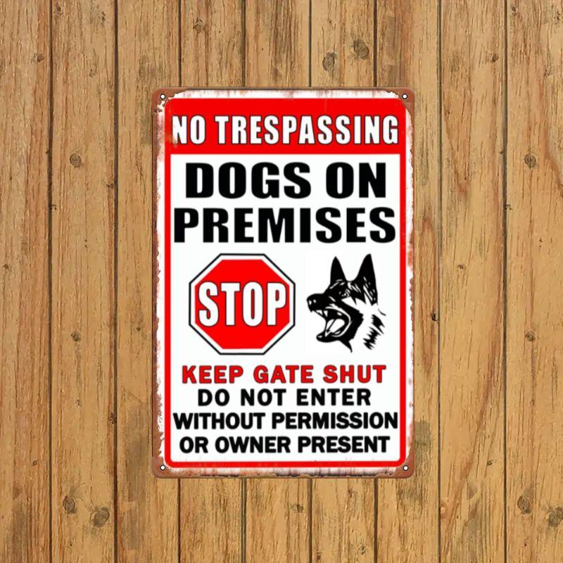Beware of Dog Metal Sign - No Trespassing, Keep Gate Closed, Outdoor Yard Warning Decor 8x12 Inches - for Home & Garden