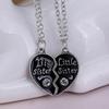 2 Pcs/Set Letter Carved Sister Love Heart Pendant Friendship Matching Necklaces