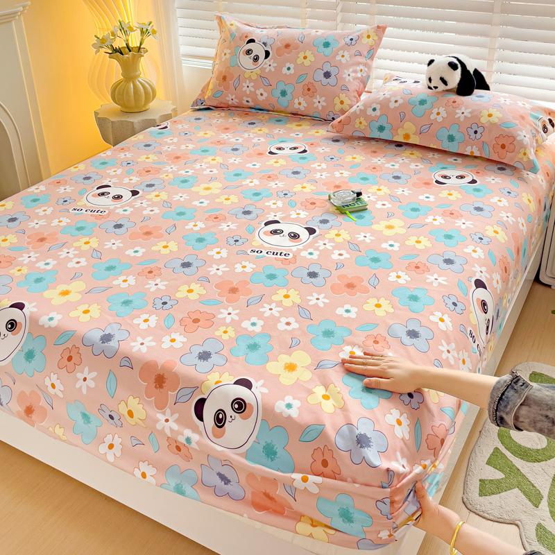 Queen Bed Sheets Set Tulips Printed drap de lit Floral Flower Style Fitted Sheet with Elastic Band Single Bed Linen for King Bed