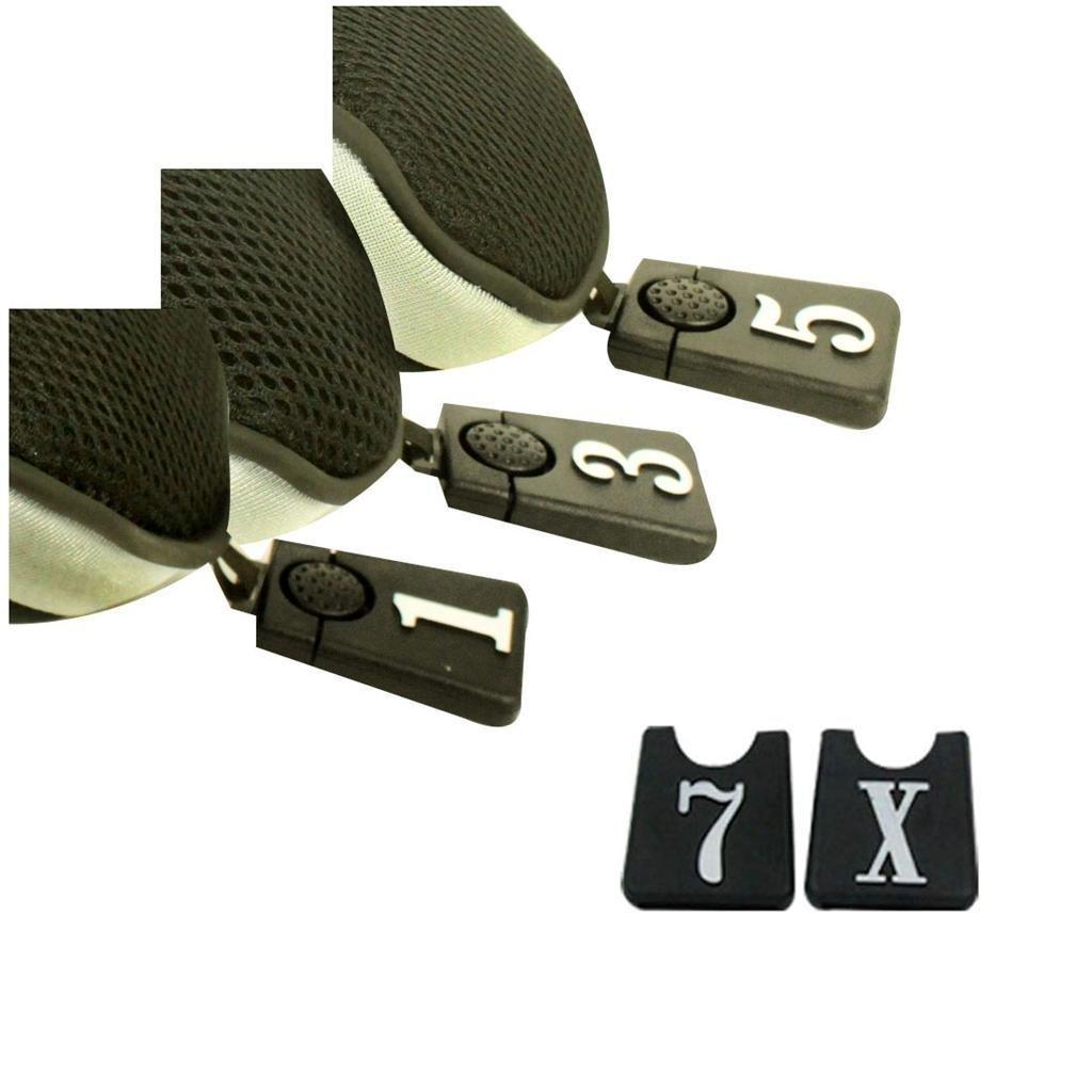 Andux Golf Club Head Cover Set with Interchangeable Number Tags Hybrid Covers 3 Wood Black (3 + Covers)