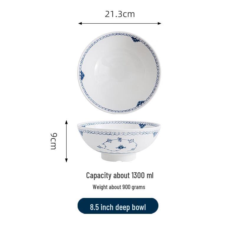Blue and White Ceramic Noodle Bowl