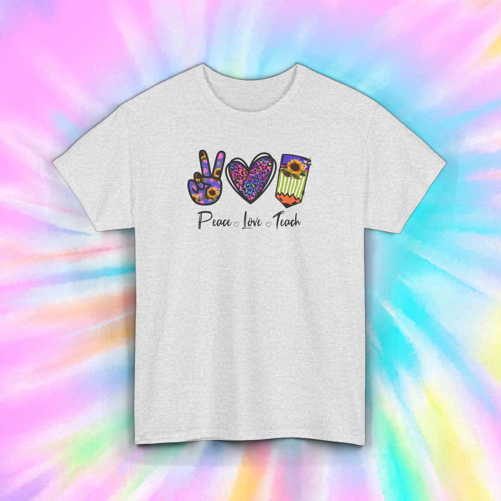 Peace Love Teach T-Shirt | Teacher Appreciation Graphic Tee S-5XL XL