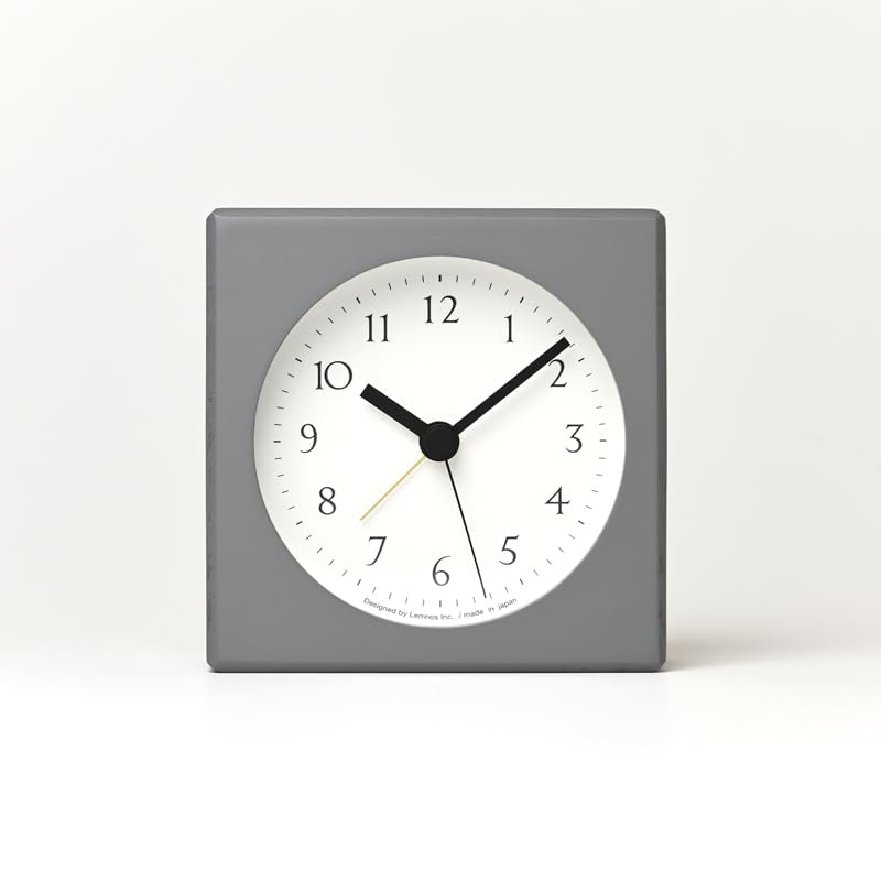 Lemnos Nuan Analog Alarm Clock, Natural Wood Grain Gray, PA23-10 GY
