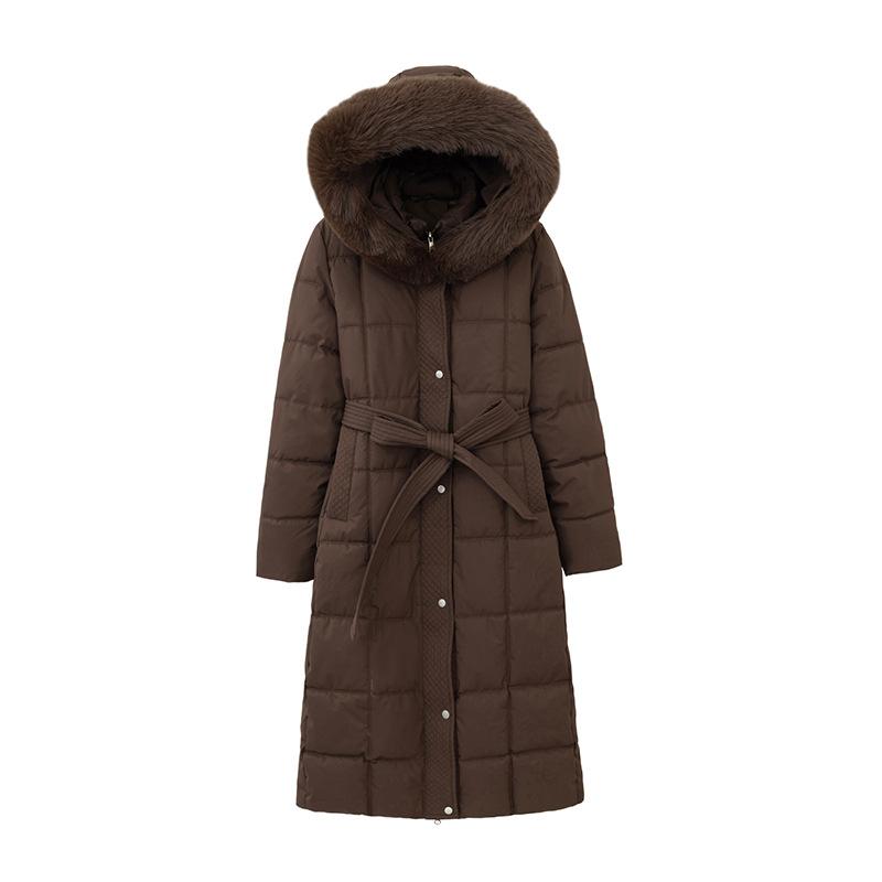 Women`s Mid-Length Knee-Length Padded Coat, Stand