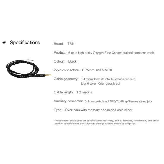 TRN 0.75mm/0.78mm/MMCX Replace Braided Wired Earphone Headphones Cable Cord Wire