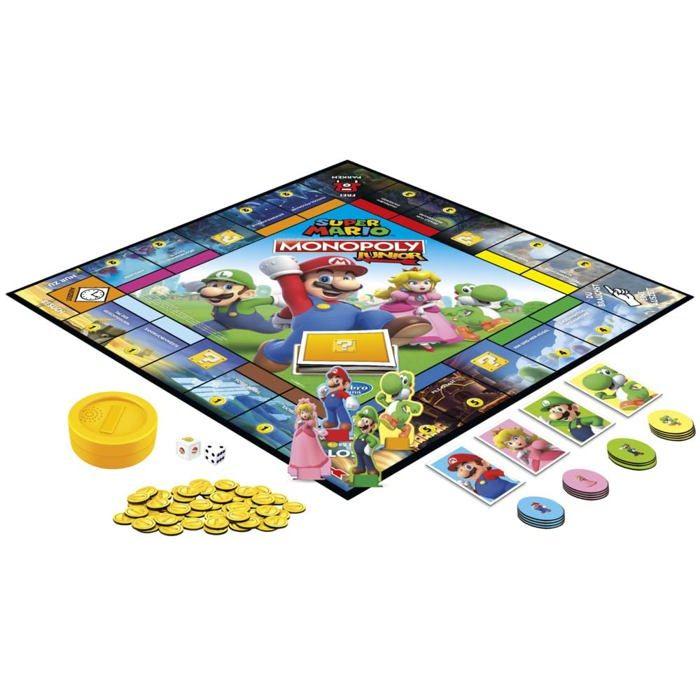 Jeu de plateau - hasbro - monopoly junior - thème super mario - effets sonores - dès 5 ans