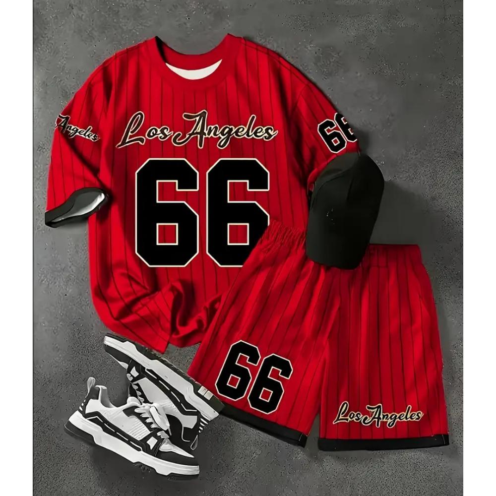 Dětské tričko a šortky 2dílná sada s potiskem čísel a písmen Letní ležérní oblečení pro chlapce a dívky Dětské oblečení