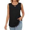 Spring Summer New Women's Solid Color Crew Neck Loose Sleeveless T-shirt Vest Casual Daily Tops For Leisure Leisure Trade Ready To Ship