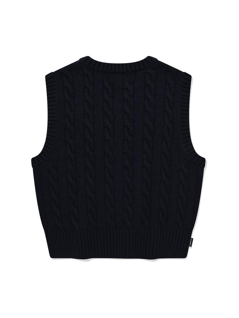 Covernat Woman Cable Knit Vest Navy