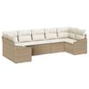 7 Piece Beige and Cream Poly Rattan Garden Sofa Set with Storage