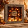 DIY Memory Box Display Lighted Halloween Ghost Shadow Kit, Wooden Frame LED Warm Light, Gothic Decorative Lamp with Crystal Glass Panel, Night