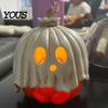Festive Halloween Table Decor Light Up Ghost Pumpkin Decoration, Vintage Detachable Lamp with Indoor Fall Decorations LED Candle for Kitchen Tabletop