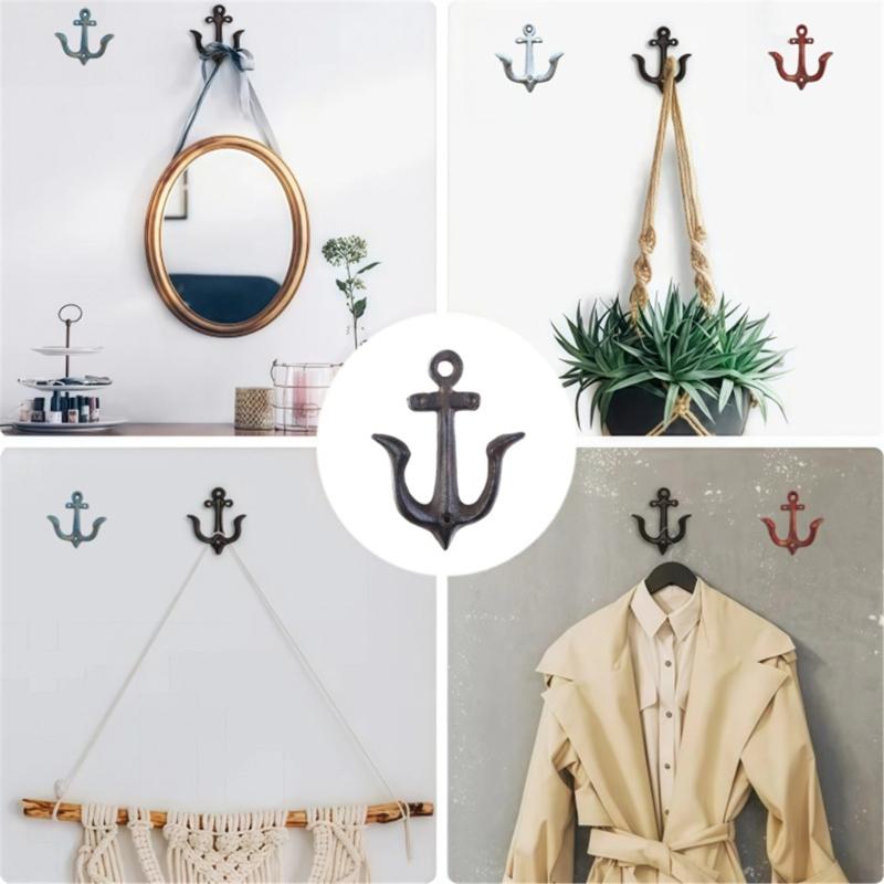 Retro Anchors Shape Iron Wall Hook For Bucolic Homes Decors Heavy Duty Hanging Hooks For Coat Bags Party DIY Decoration