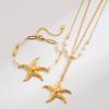 Summer new retro ocean series starfish pendant stainless steel necklace paperclip shell chain bracelet