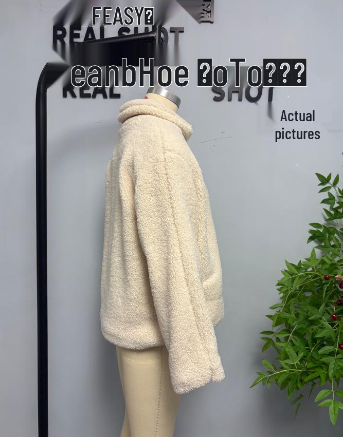 European & American Women's Street Fashion Turn-Down Collar Fuzzy Coat