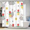 Adorable Christmas Bunny Rabbit Gift Box Pattern Waterproof Shower Curtain for Bathroom Decor Home Decoration Accessories In Kit
