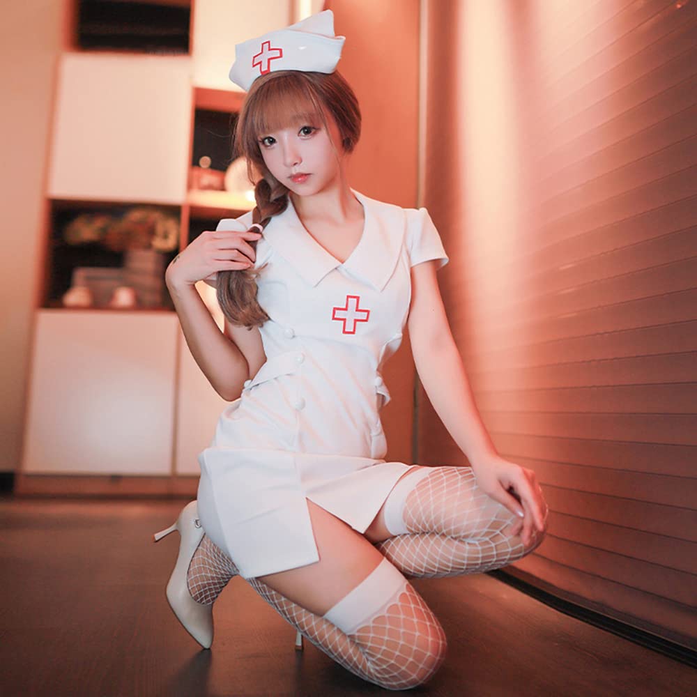 SHLYMP Nurse Angel In Mini Fancy Photo Cap White Uniform, Nurse, Sexy, Cosplay, Erotic, Extreme, Naughty, Erotic, White, Cute, Seductive, Moe,