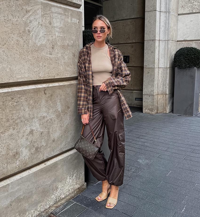 2024 European Retro Plaid Long Women's Shirt