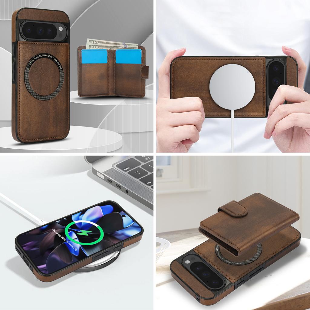 2IN1 Detachable Magnetic Leather Case For Google Pixel 9 Pro XL 9A 8A 8 Pro Magsafe Wireless Charge Wallet Card Packs Cover Capa