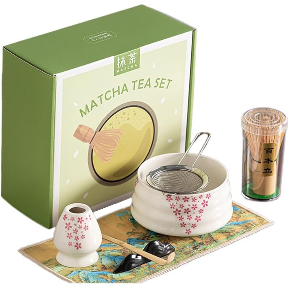 

Matcha House 7-Piece Matcha Tea Set with Bowl, Whisk, Scoop, and Frother for Traditional Japanese Tea Ceremony