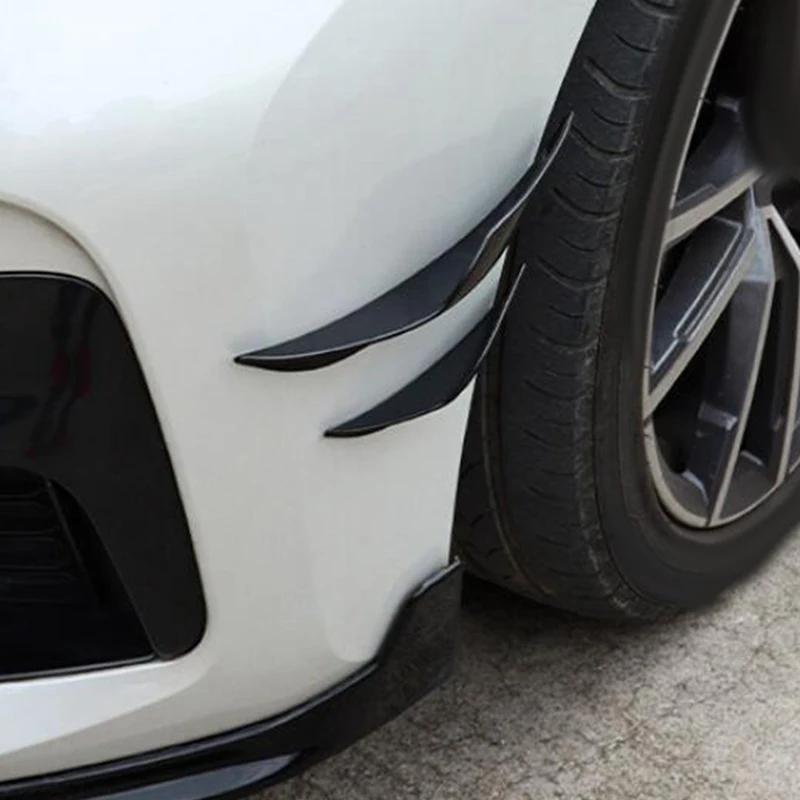 4Pcs Car Spoiler Canards Set Soft Decals Auto Collision Strip Carbon Fiber Pattern Front Bumper Lip Splitter Diffuser Spoiler