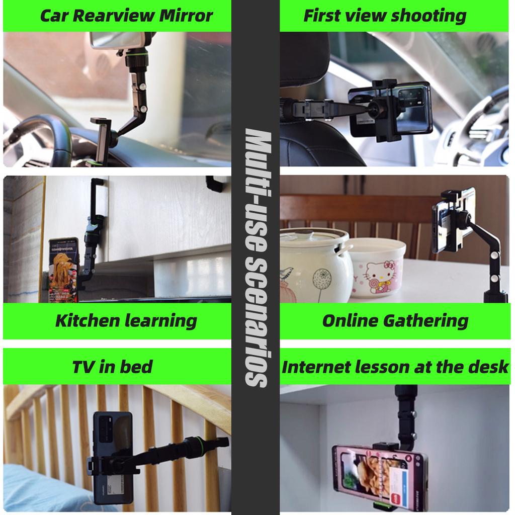 Car Phone Holder 360 Rotation Phone Cradle Universal Bracket Rearview Mirror Driving Recorder Rotatable Smart Phone Stand In Car