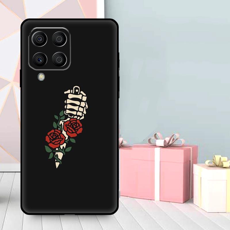 Black Aesthetics Skull Skeleton Case For Samsung Galaxy M16 M31 M21 M13 M33 M53 M15 M35 M55 M36 M56 M12 M32 M52 M14 M34 M54