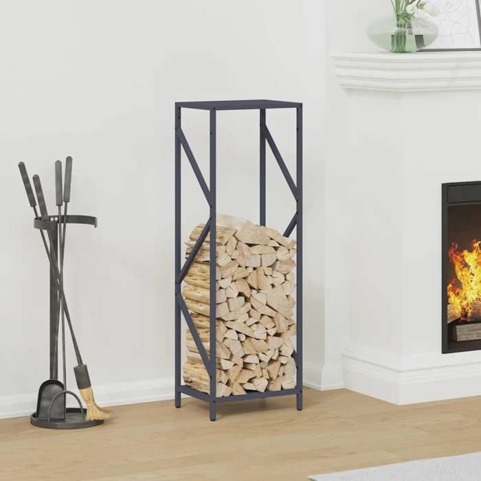 VidaXL Anthracite Firewood Rack 34x25x100 Cm, Fireplace Log Holder, Log Holder, Log Rack 864325