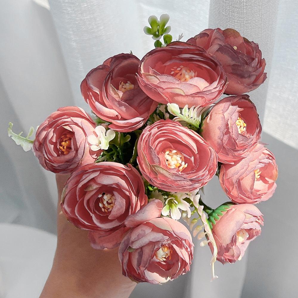 10Heads Rose Bouquet 30cm Artificial Flowers Living Room Room Decoration Party Bridal Wedding Decor DIY Christmas Handicrafts
