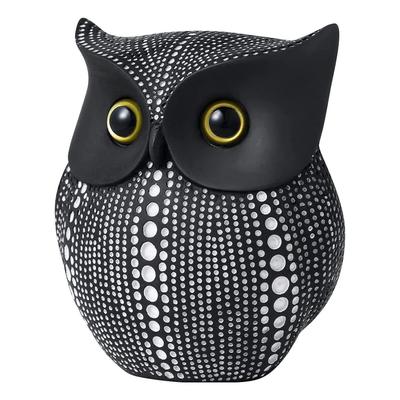 Modern Classy Lucky Owl Resin Art Figure Showpiece -(Pack of 1, Black)