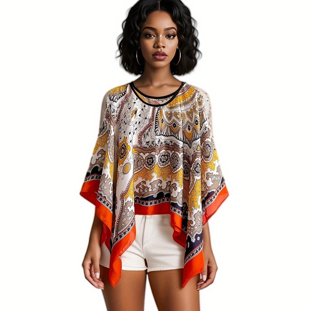  Shawls Summer Beach Sexy Women Fashion Print Chiffon Smock Bikini Cover Up Loose Blouse Sunscreen Comfortable Poncho Hot
