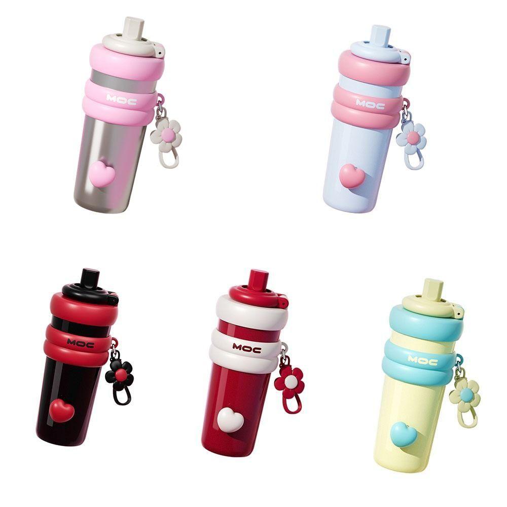 With Flower Pendant Straw  Vacuum Cup 750ml Thermos Water Bottle Portable Insulated Cup  Car