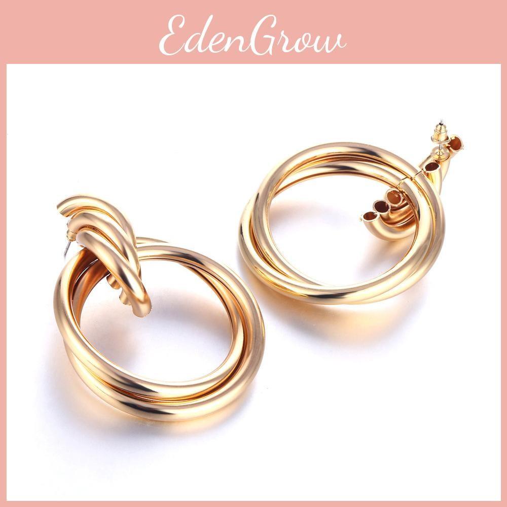 Geometric Elegant Gold Earrings For Women Contemporary Alloy Fashion Jewelry