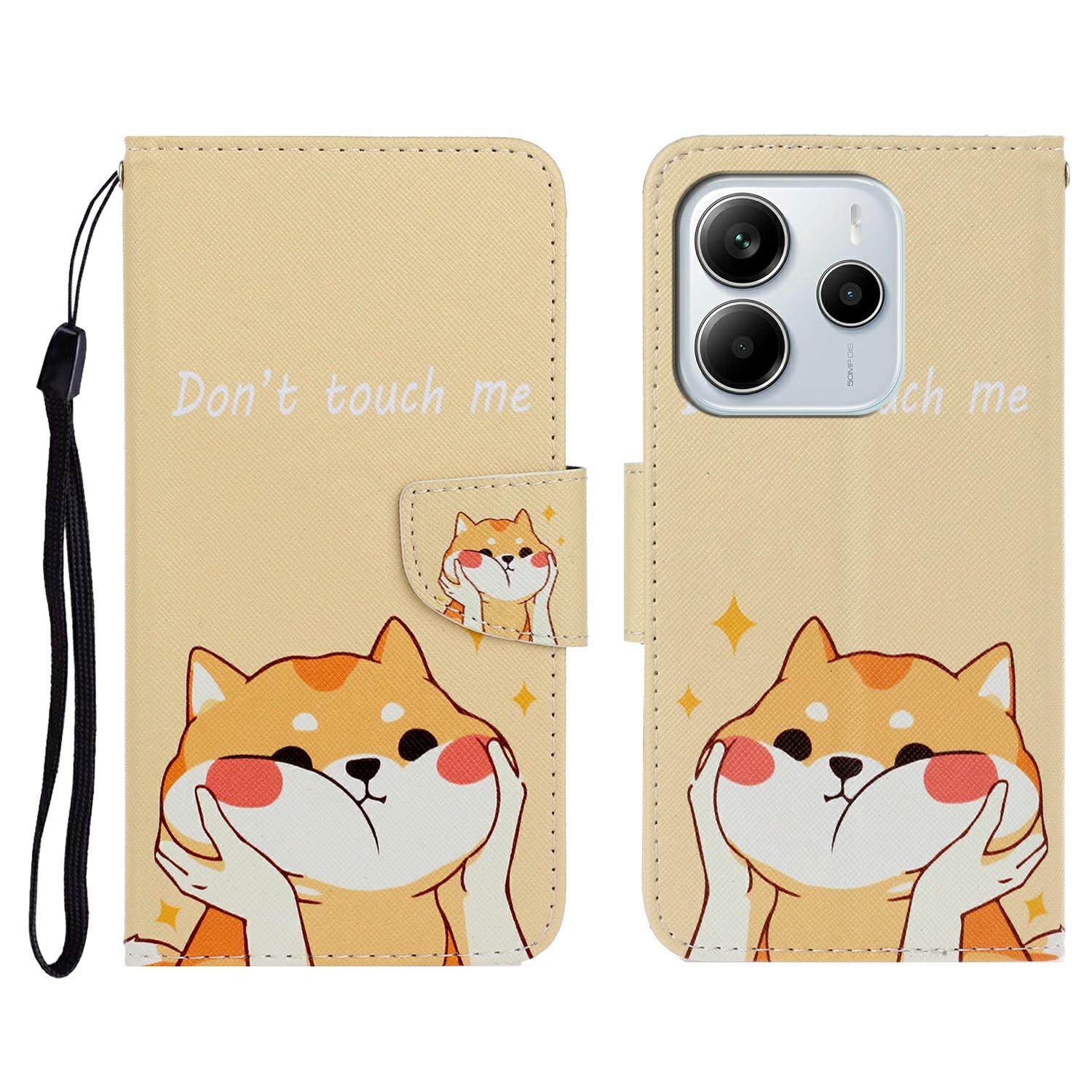 

For Xiaomi Redmi Note 14 4G (163.25mm) Case Pattern Printing Protective Leather Folio Phone Cover with Wrist Strap Shiba Inu
