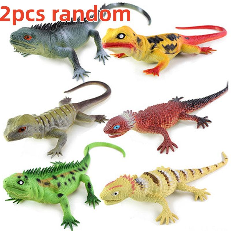 1pcs Soft Rubber Lizard Toy Realistic Squeak Sound Simulation Reptile Desktop Decoration Cognitive Simulation Animal Decoration
