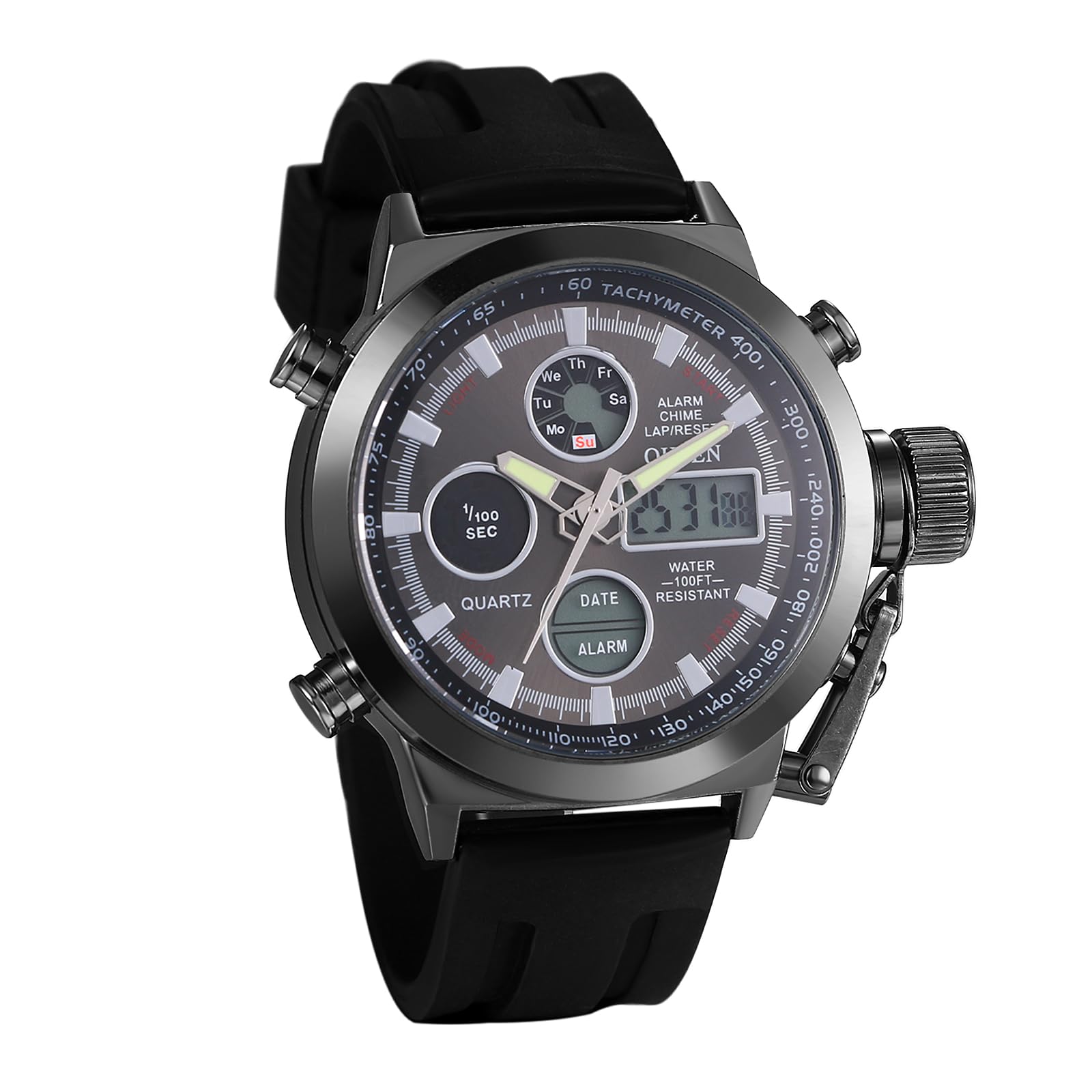 

Watch with 3ATM Water Resistance and Silicone Sports Watch with Japanese Quartz LED and Stylish Steampunk Design in Black A Great Gift for or Your