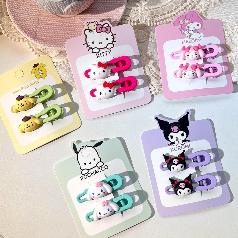 Sweet Cartoon Sanrio Heart Hair Clips - Super Cute & Versatile Hairpins for Baby and Girl's Bangs