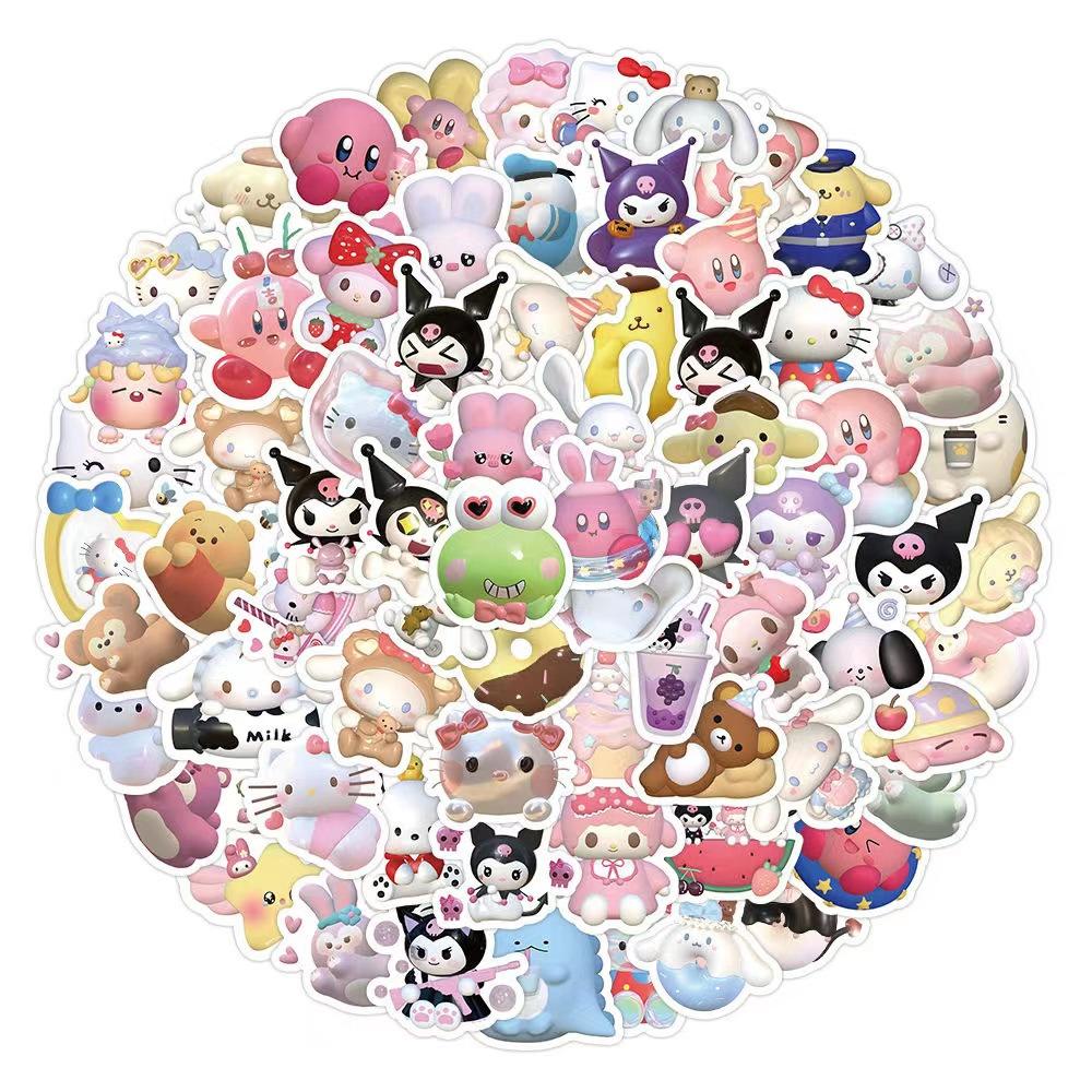 100Pcs Cartoon 3D Cute Sanrio Graffiti Stickers Waterproof Decals Stickers For Laptop Phone Thermos Ipad Diy Stickers Kids Gift