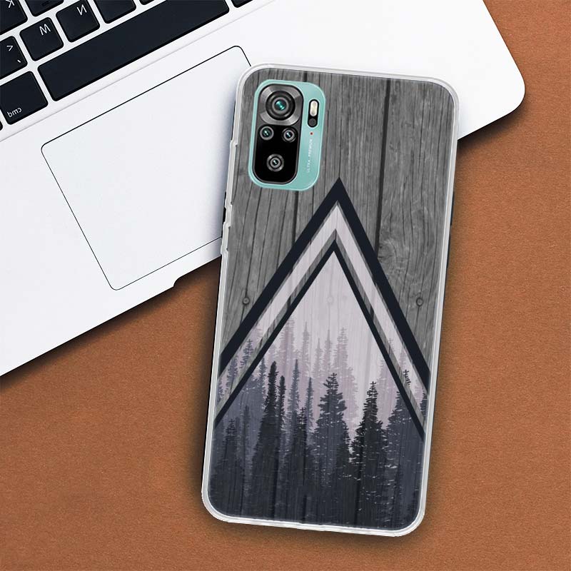 Forest Geometry Wood Nature Phone Case For Xiaomi Redmi Note 10 Pro Max 10S 9 9S 9T 8 8T 11T 11S 11 5G 11E 7 6 5 4X Coque Cover