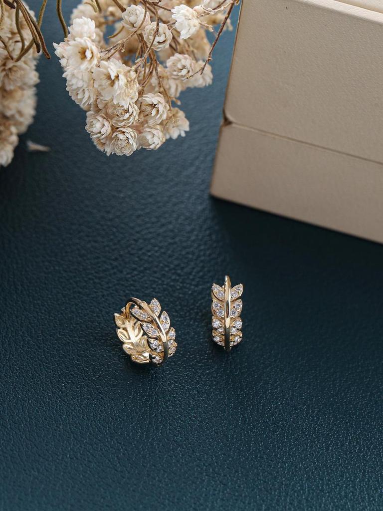Rice Fragrance 18K Gold-Plated S925 Silver Wheat Ear Earrings - Shiny & Exquisite Women's Ear Clips
