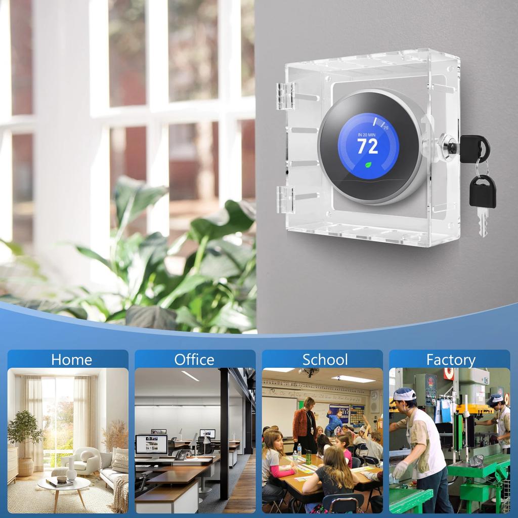 Universal Thermostat Lock Box Acrylic Thermostat Cover Transparent Thermostat Guard Wall Mount Thermostat Guard Box for Office