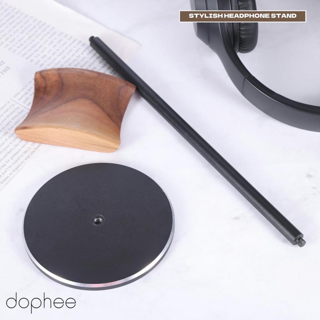 Dophee Headphone Wooden Headphone Standing Headset Compatible with Most Headphones Stand, Hanger, Type, Black, Stand, Stylish, 29cm,