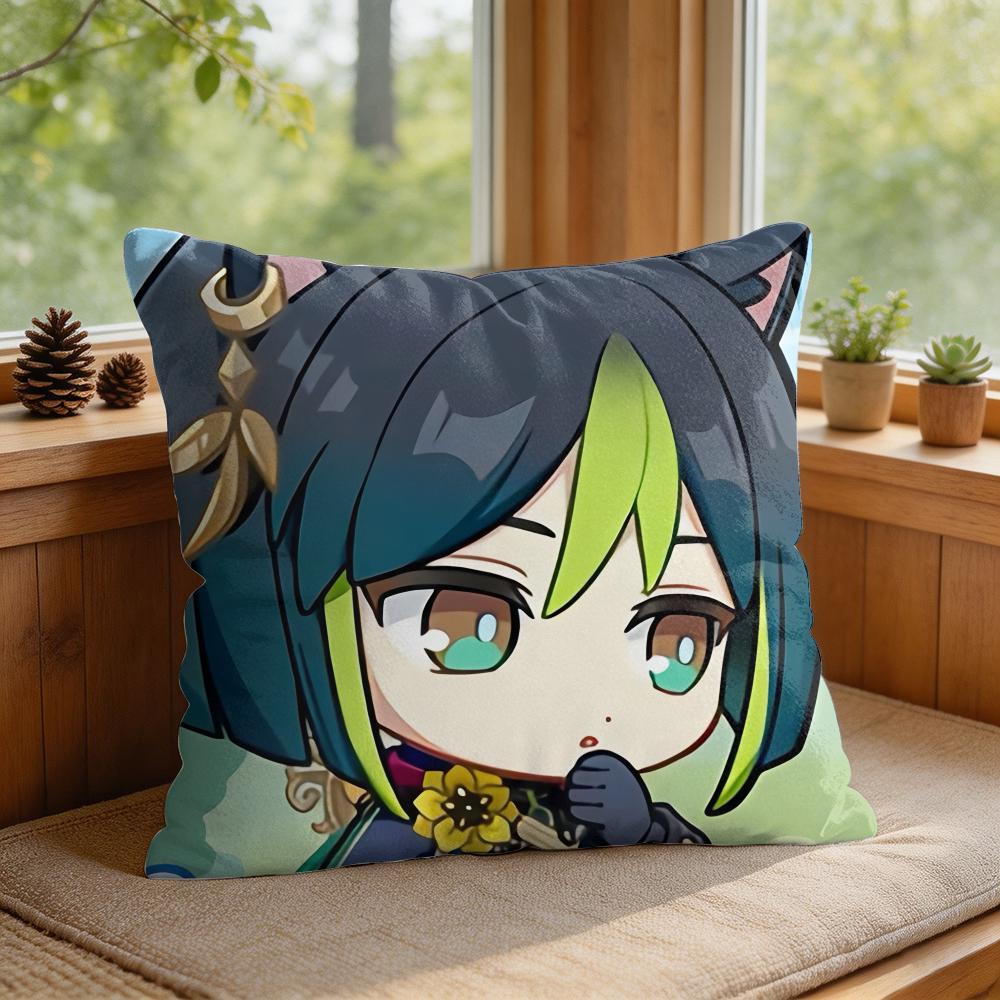 Tighnari Cute Genshin Impact Cushion Cover Square Short Plush Pillow Case Living Room Sofa Home Decor Funda X